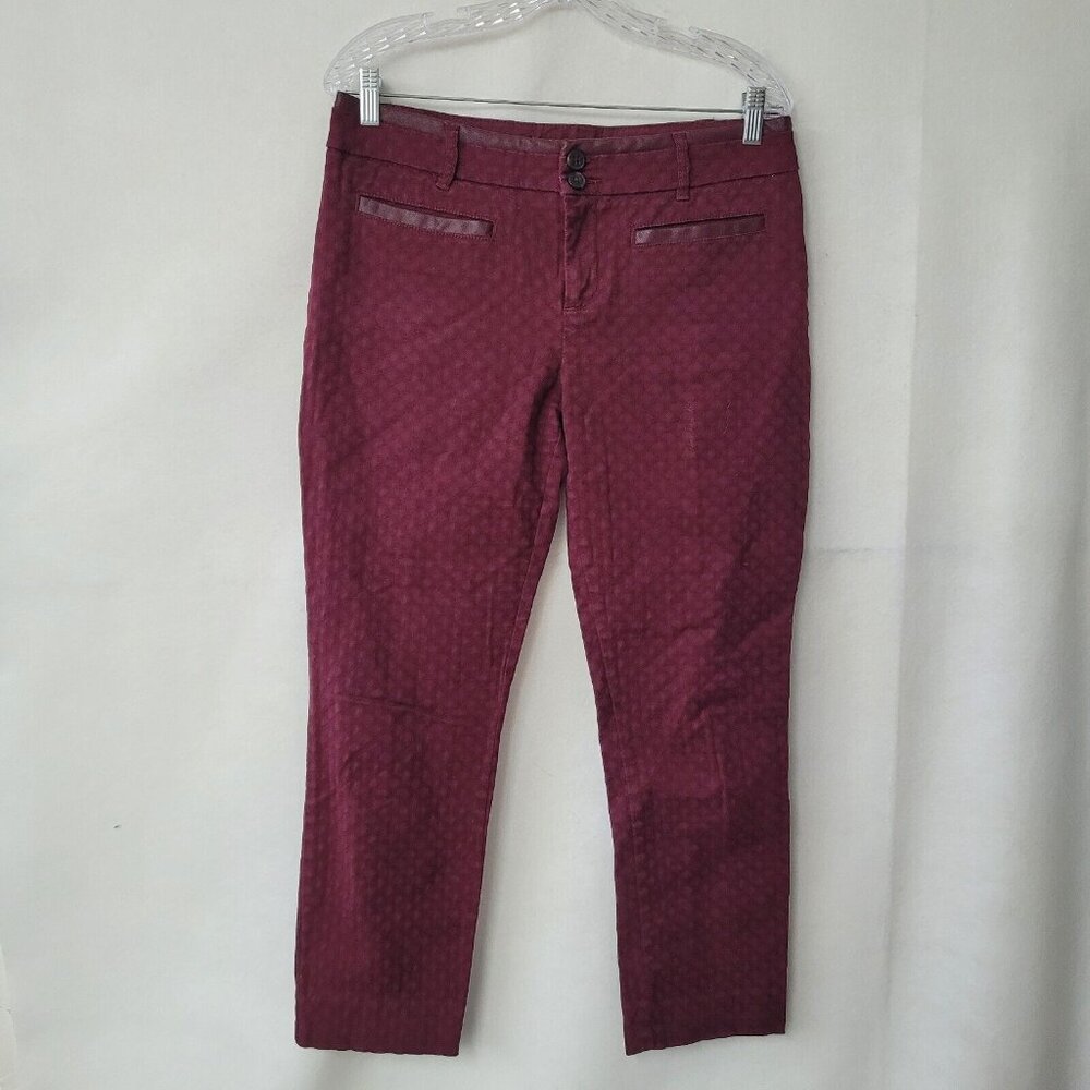 Cartonnier Pant Womens 10 Wine Charlie Ankle Pant Stretch Textured Pockets *Flaw
